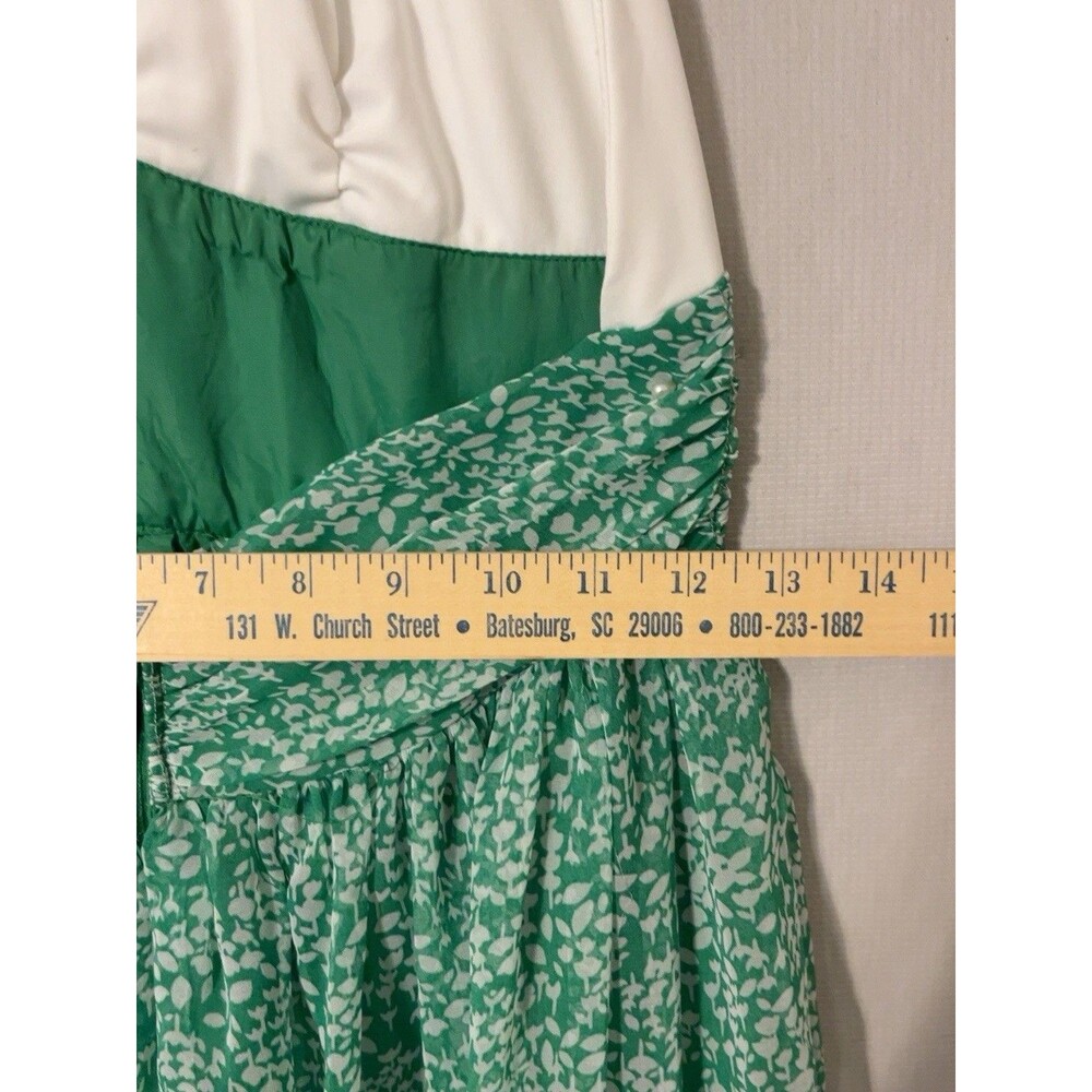 Vtg 1970s Green White Floral Halter Maxi Dress ILGWU Union Made in USA - Picture 8 of 8